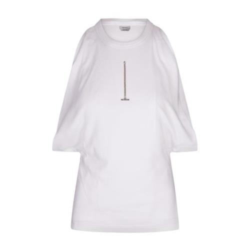 Alexander McQueen Vit Ribbad Tanktop med Kedja White, Dam