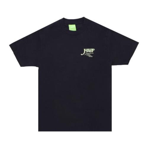 HUF Svart Crew Neck Tee med Green Buddy Print Black, Herr