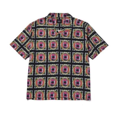 HUF Svart Pop Top Rayon Vävd Skjorta Multicolor, Herr