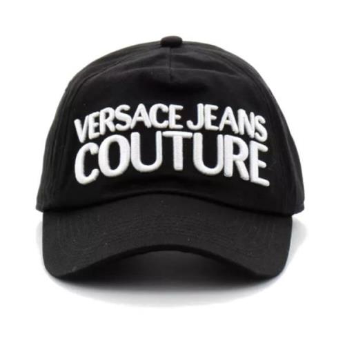 Versace Jeans Couture Svart baseballkeps med vitt logobroderi Black, U...