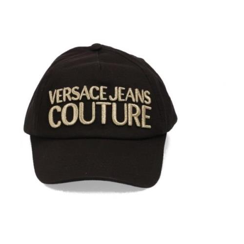 Versace Jeans Couture Svart baseballkeps med guldlogobroderi Black, Un...