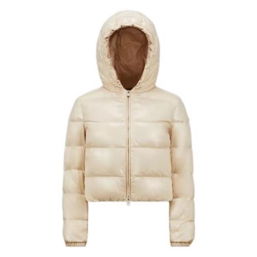 Moncler Beige dunjacka med huva Beige, Dam