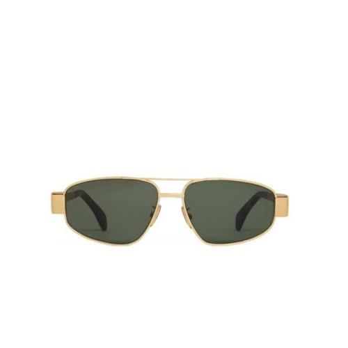 Celine Triomphe Metal Aviator Solglasögon i Guld Yellow, Unisex