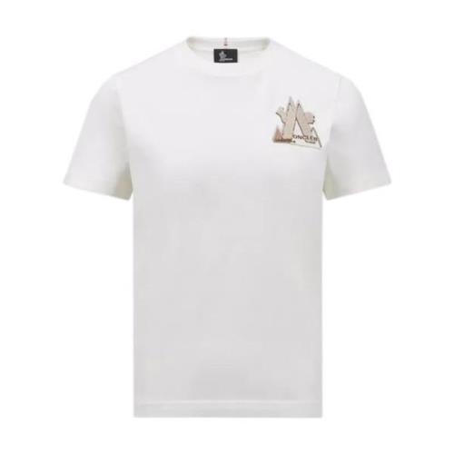 Moncler Vit Logo Patch Crew Neck T-shirt White, Dam