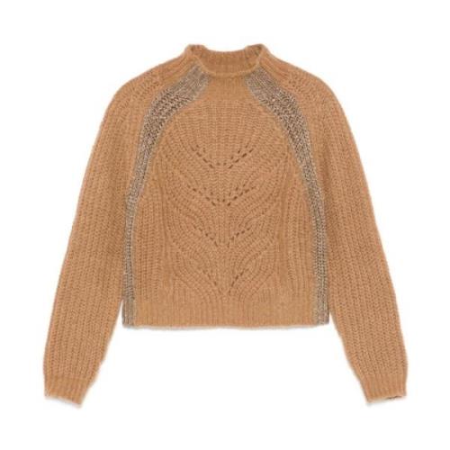 Liu Jo Vit Turtleneck Stickat med Lurex-detaljer Brown, Dam