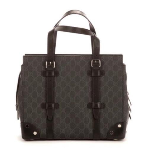 Gucci Vintage Pre-owned Belagd canvas totevskor Gray, Dam