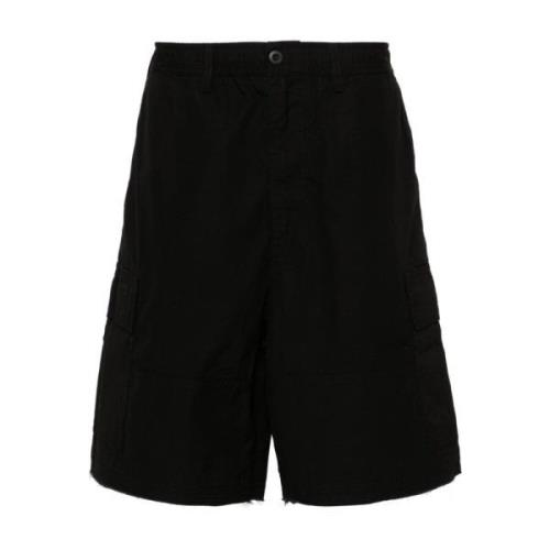 032c Svarta Cargo Shorts med Logo Patch Black, Herr