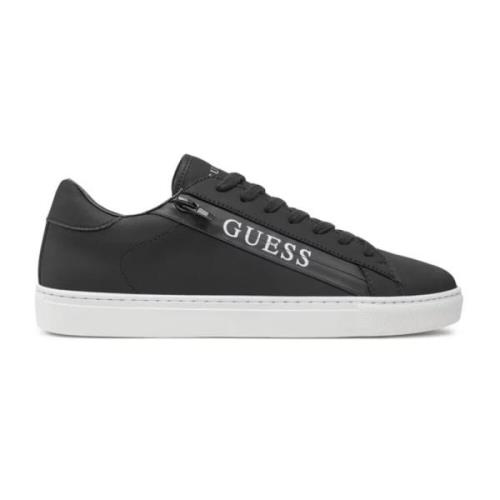 Guess Zip logo sneakers i PU-läder Black, Herr