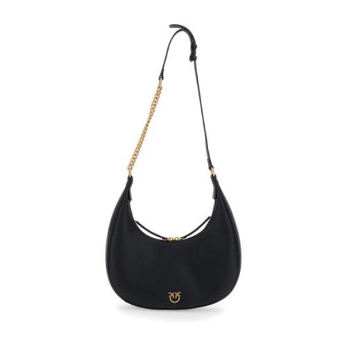 Pinko Klassisk Svart Läder Hobo Väska Black, Dam