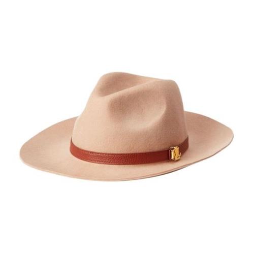 Ralph Lauren Stilig ull Fedora Hat Brown, Dam