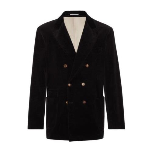 Brunello Cucinelli Svart Dubbelknäppt Blazer Black, Herr