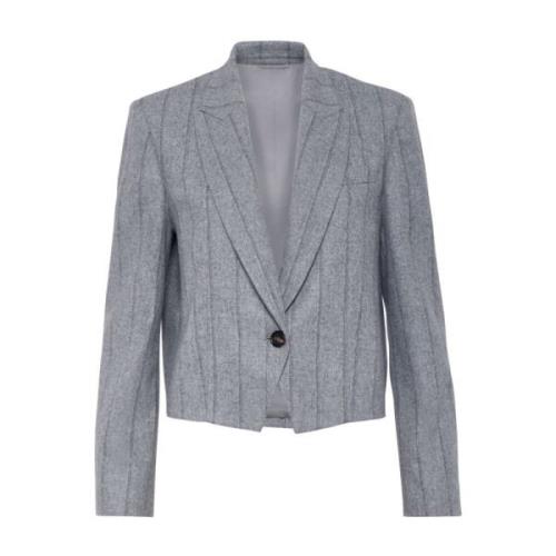 Brunello Cucinelli Ljusgrå Randig Blazer Gray, Dam