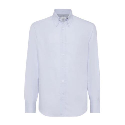 Brunello Cucinelli Babyblå Button-Down Krage Skjorta Blue, Herr