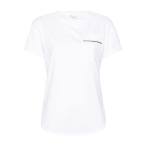 Brunello Cucinelli Bomull T-shirts och Polos med Monili Kedja White, D...