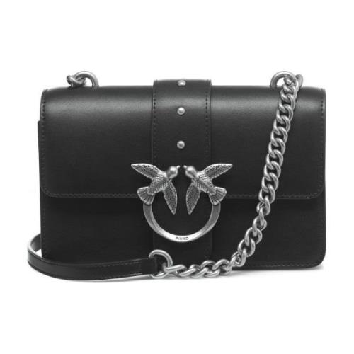 Pinko Studded Crossbodyväska med Logo Detaljer Black, Dam