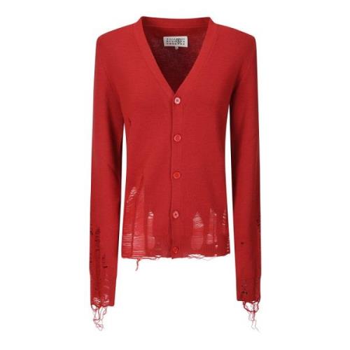 MM6 Maison Margiela Stilren Cardigan för en Trendy Look Red, Dam