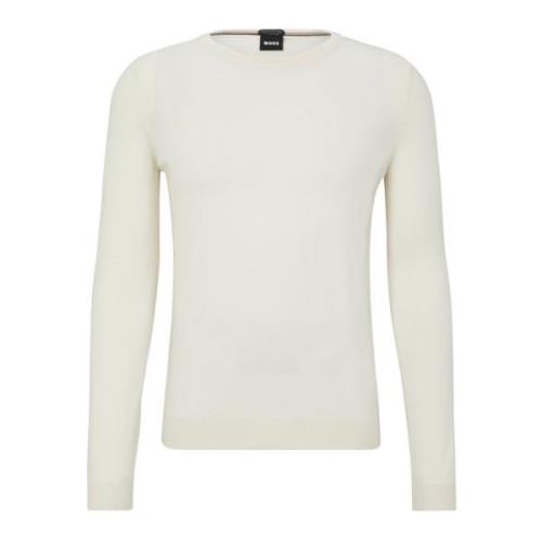 Boss Slim-Fit Virgin Wool Sweater - Vit - S White, Herr