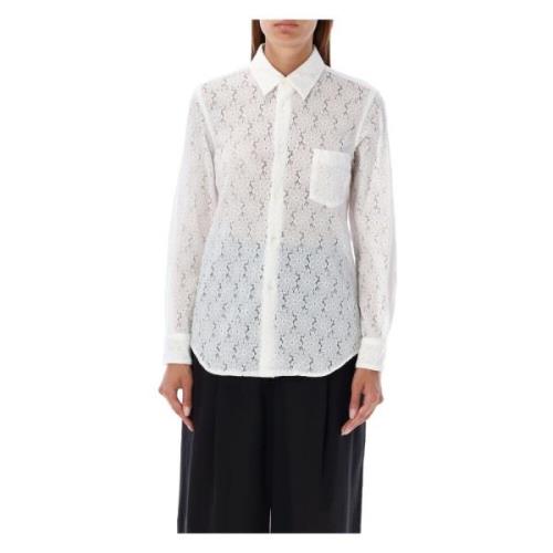 Comme des Garçons Off-white Genomskinlig Spets Knapp-up Skjorta White,...