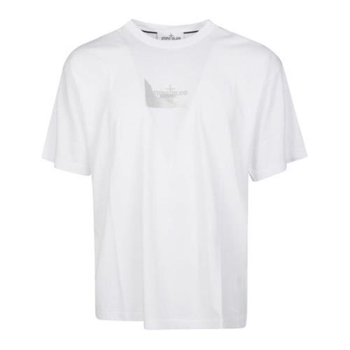 Stone Island Gradient Logo T-Shirt White, Herr