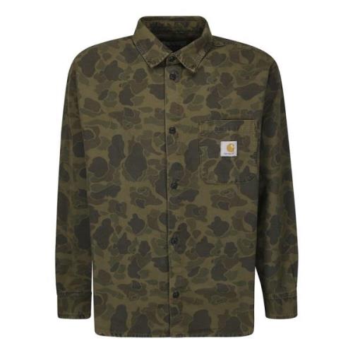 Carhartt Wip Camouflage Print Logo Skjorta Green, Herr