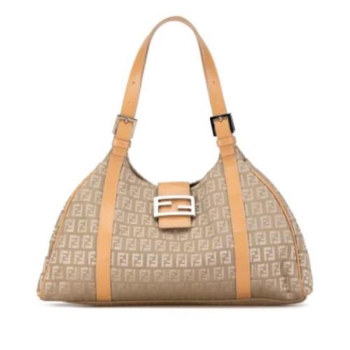 Fendi Vintage Pre-owned Canvas axelremsvskor Beige, Dam