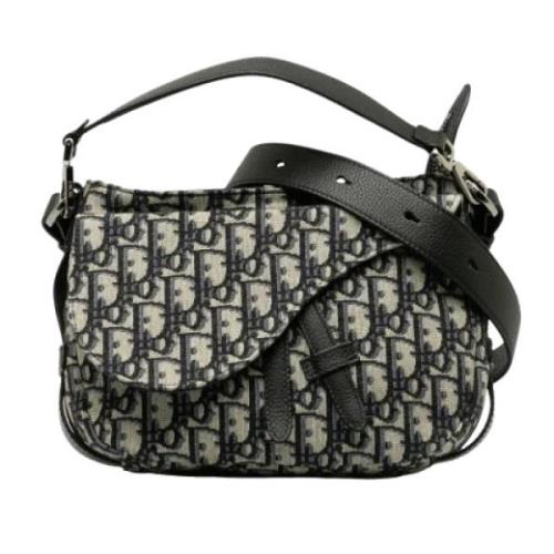 Dior Vintage Pre-owned Laeder crossbodyvskor Gray, Herr