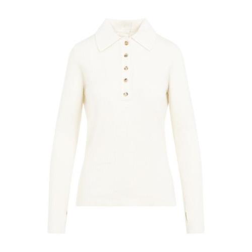 Courrèges Vit T-shirt med Merinoullblandning White, Dam