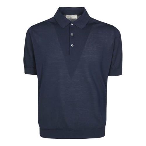 Filippo De Laurentiis Tvättad Crepe Polo Skjorta Blue, Herr