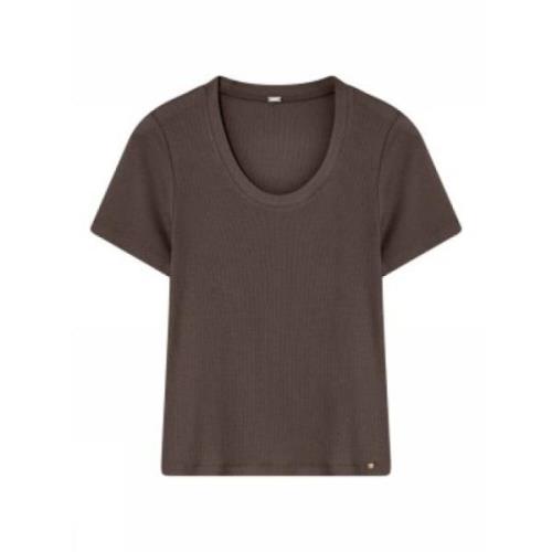 Gustav Brun Suri T-shirt, Bomull-Elastan Blandning Brown, Dam