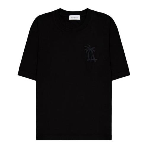 Laneus svart t-shirt med palm tryckt logotyp Black, Dam