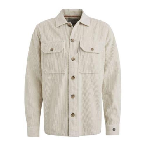 Cast Iron Ribcord Overshirt Solid Shirt Beige, Herr