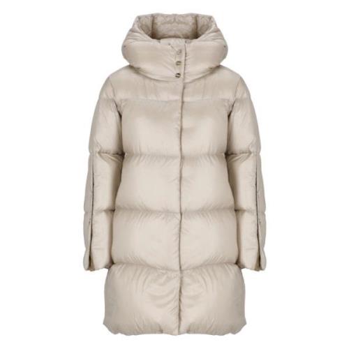 Herno Beige Dunjacka med Huva Beige, Dam