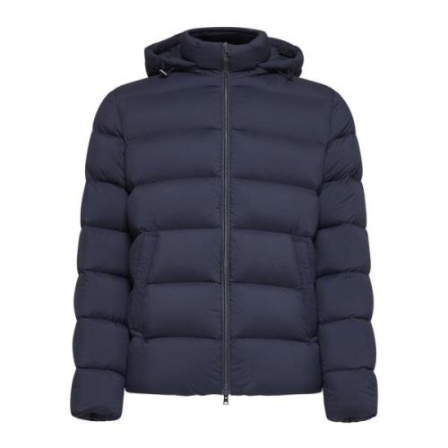 Herno Blå Quiltad Nylon Dunbomberjacka Blue, Herr