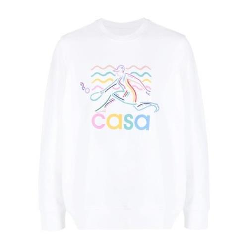 Casablanca Vit Bomull Logo Sweatshirt Aw23 White, Herr