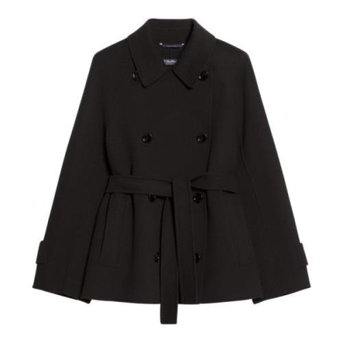 Max Mara Kort ull trenchcoat Black, Dam