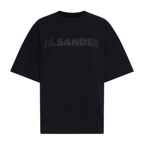 Jil Sander Svart Bomull T-shirt med Logotyptryck Black, Dam