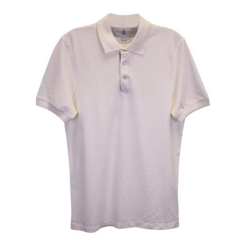 Brunello Cucinelli Ecru Cotton Pique Polo Shirt White, Herr