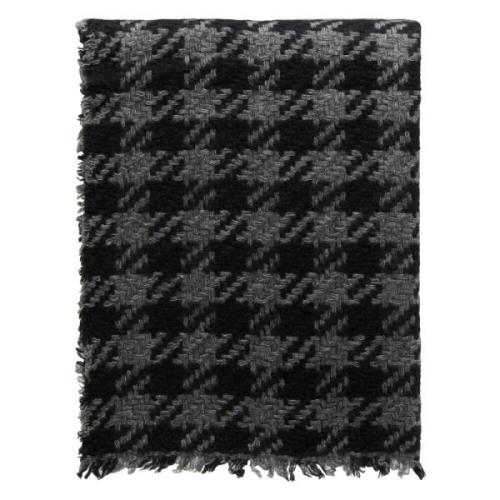 Faliero Sarti Houndstooth Print Cashmere Silk Scarf Black, Dam