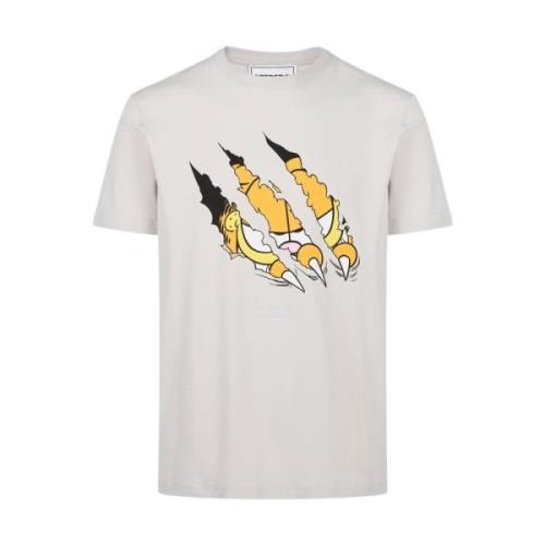 Iceberg Beige bomullsjersey T-shirt med Garfield-tryck och broderat lo...