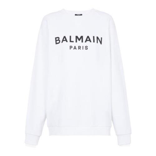 Balmain Paris tryckt sweatshirt White, Herr