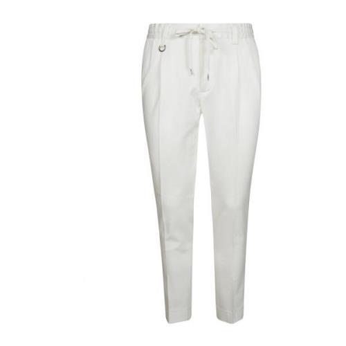 Paolo Pecora Bomull Dragsko Slim-Fit Byxor White, Herr