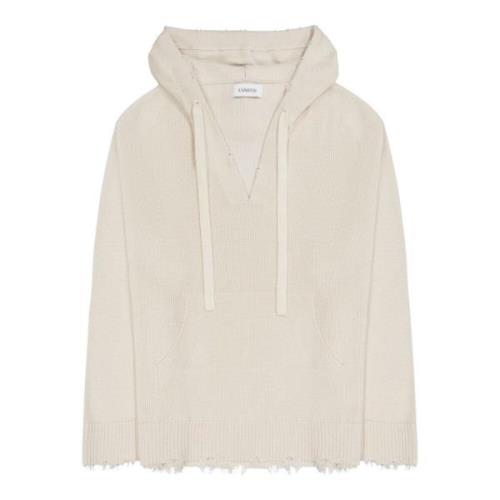 Laneus Mjölk huva tröja sweatshirt med V-ringning Beige, Herr