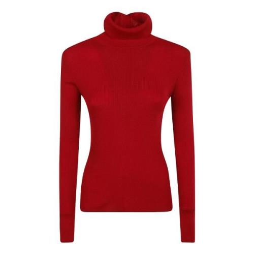 P.a.r.o.s.h. Röd Ribbstickad Turtleneck Sweatshirt Red, Dam