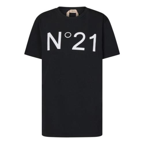 N21 Svart Bomull Jersey T-shirt Black, Dam