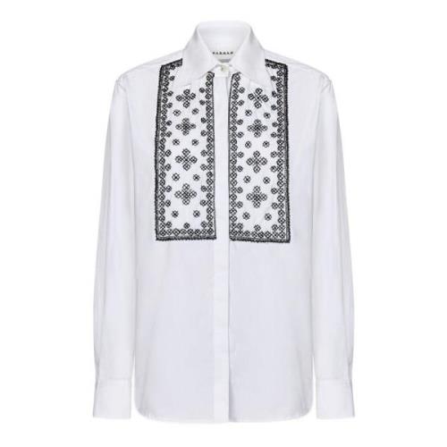 P.a.r.o.s.h. Vit Bomull Poplin Broderad Skjorta White, Dam