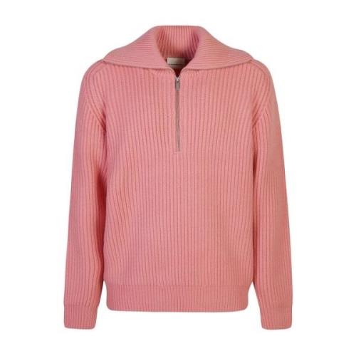 Drole de Monsieur Rosa V-ringad Stickad Tröja Sweatshirt Aw24 Pink, He...