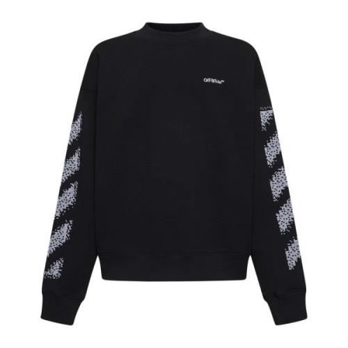 Off White Svart Skater-Fit Sweatshirt med Pixel Diag Black, Herr