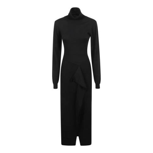 P.a.r.o.s.h. Svart Ull-Kashmir Maxi Klänning Black, Dam