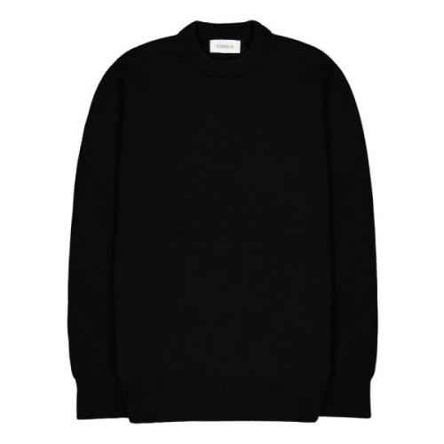 Laneus Merinoull och Kashmir Crewneck Sweater Black, Herr