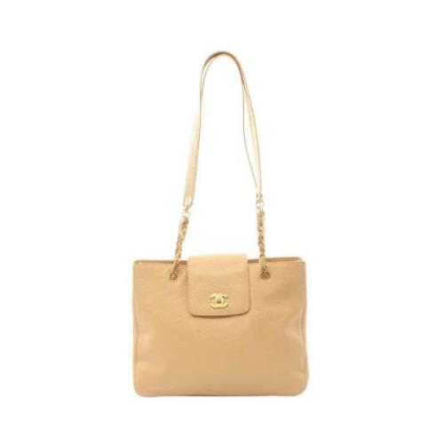 Chanel Vintage Pre-owned Canvas chanel-vskor Beige, Dam